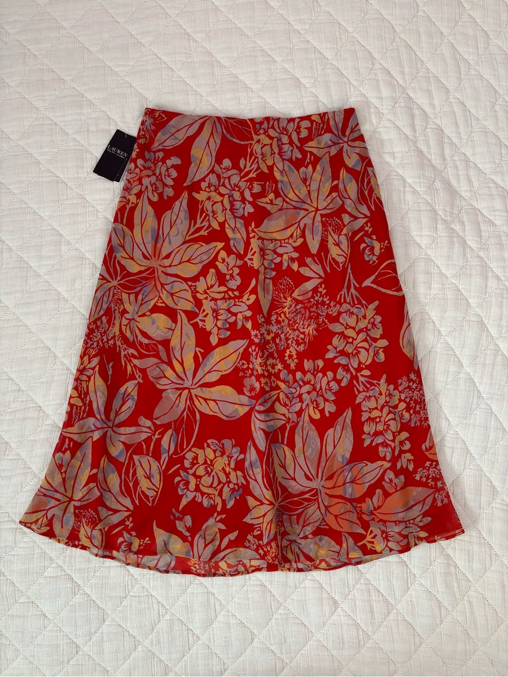 Ralph Lauren Women's Floral Crinkle Georgette Midi Skirt Sz 6 NWT - - Picture 12 of 13